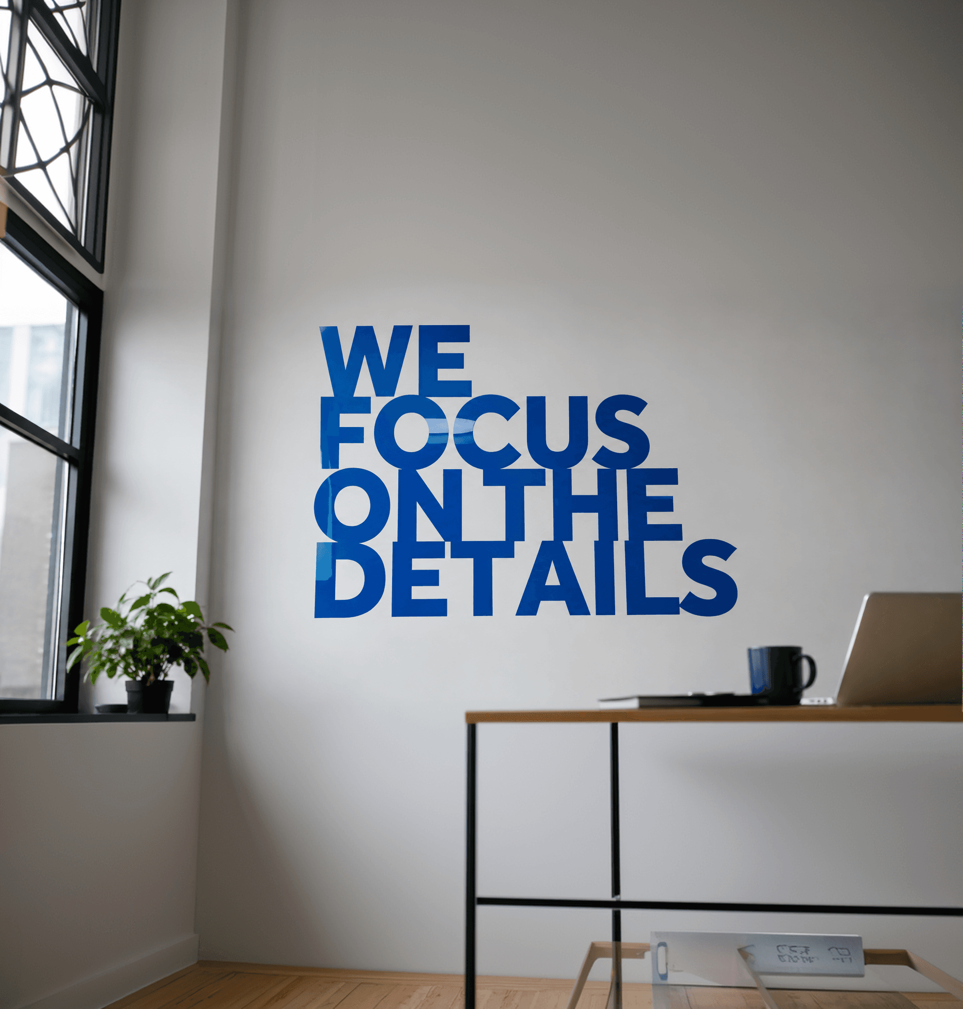 The Apro office, with “We focus on the details” lettering on the wall