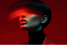 Portrait with motion-blurred hair